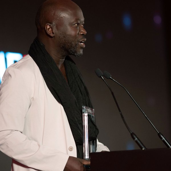 David Adjaye accepts the TIME 100 Impact Award at the Museum of the Future in Dubai on March 28, 2022.