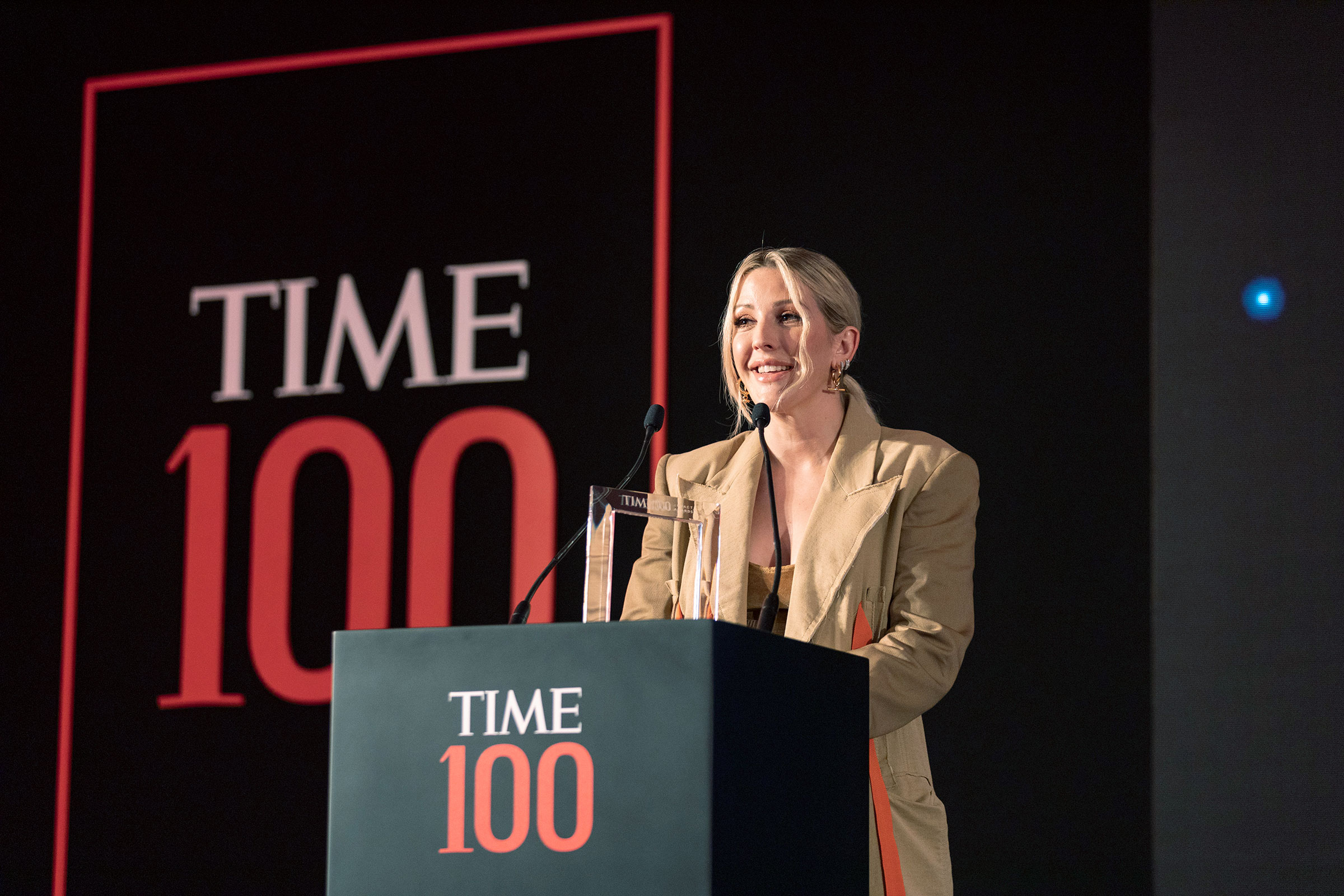 Ellie Goulding accepts a TIME 100 Impact Award at the Museum of the Future in Dubai on March 28, 2022. (Pause Films / Alin Razvan)