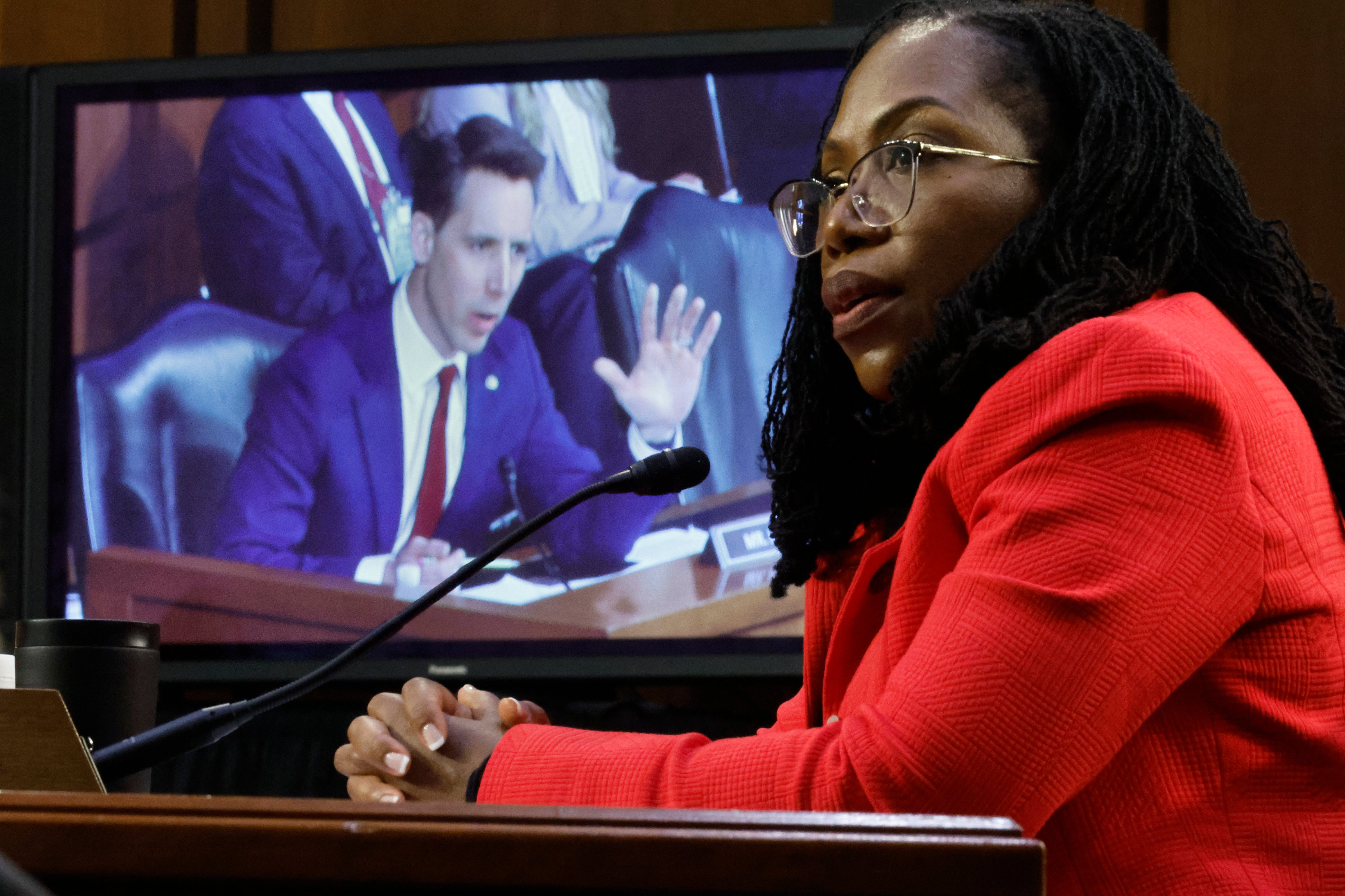 Ketanji Brown Jackson faces a question from senator Josh Hawley. (Chip Somodevilla / Getty Images)