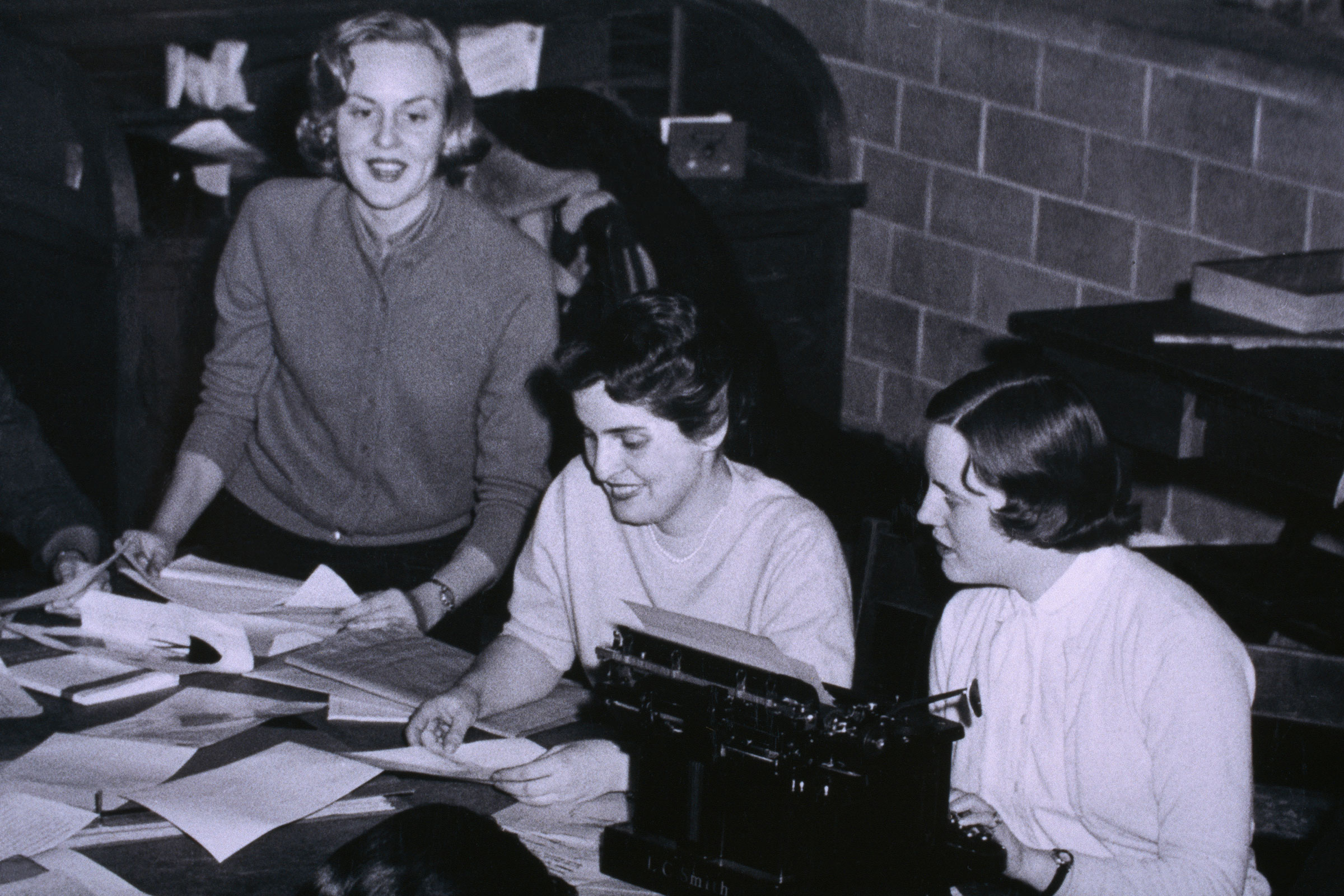 Madeleine Albright with Newspaper Staff at Wellesley College ca. 1958. (Brooks Kraft LLC/Sygma/Getty Images)