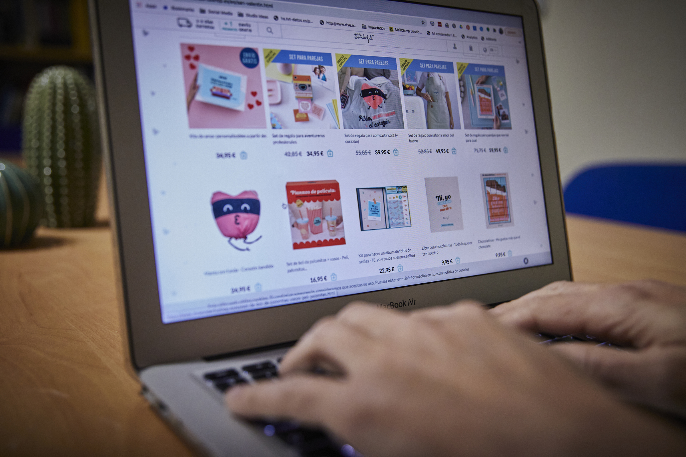 An Internet user buys Valentine's Day gifts online, in Madrid Spain, February 9 2021. (Jesús Hellín—EPA/AP)