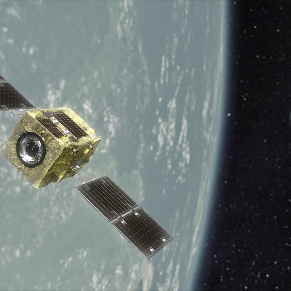 Render of Astroscale's ADRAS-J satellite, to be launched by Rocket Lab's Electron launch vehicle.