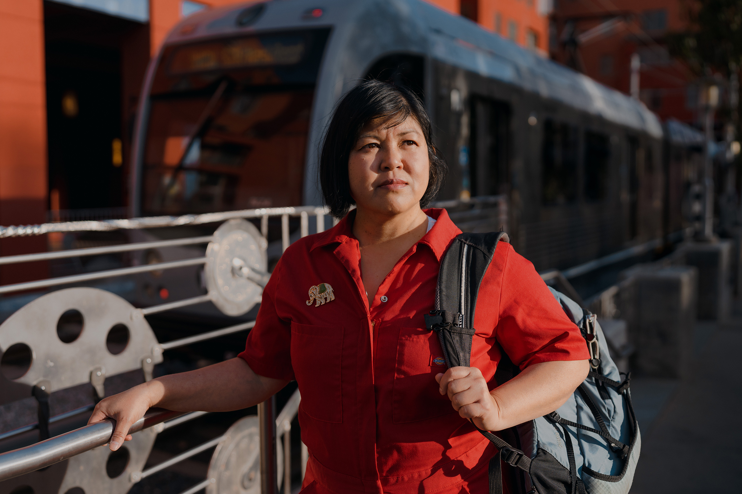 Tanny Jiraprapasuke stands at a Metro Gold Line station in Pasadena, Calif., on March 13, 2022.