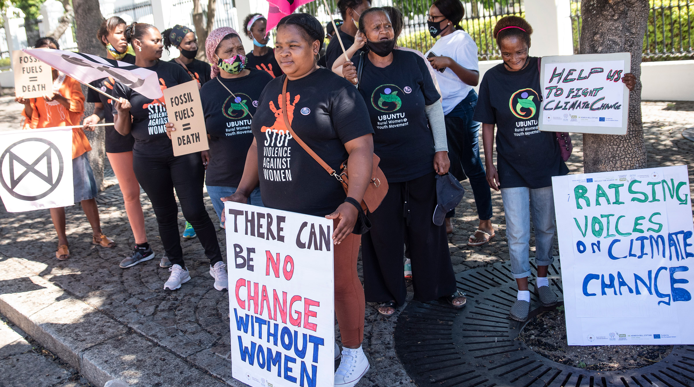 Protestors gathered at the Women's Climate Strike on International Women's Day in Cape Town, South Africa, on March 8, 2022. (Brenton Geach—Gallo Images/Getty Images)