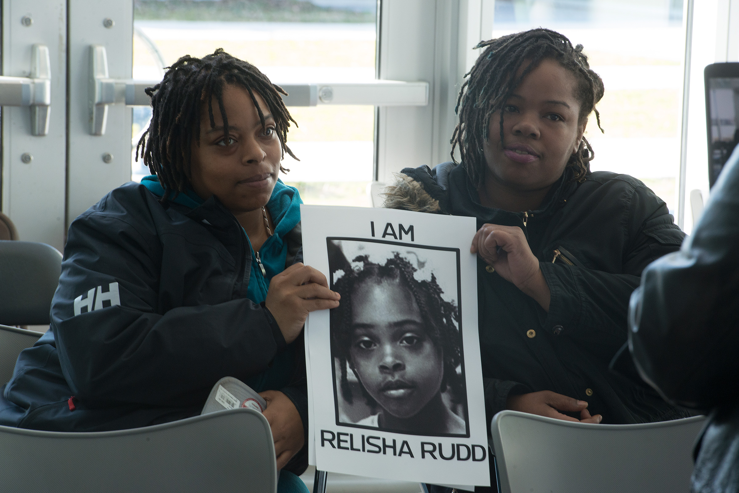 Shamika Young, left, Relisha's mother, and Shamika's god sister Kinnicia Williams attend a remembrance celebration of Relisha Rudd at the Deanwood Recreation Center in Washington, D.C. on Feb. 27, 2016.