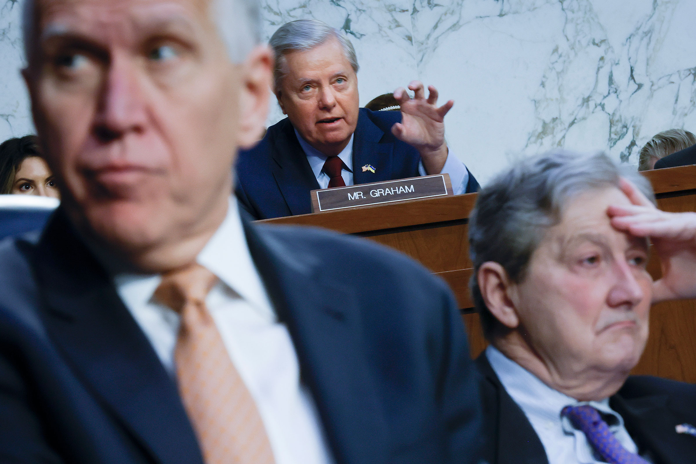 Sen. Lindsey Graham questions U.S. Supreme Court nominee Judge Ketanji Brown Jackson during her Senate Judiciary Committee confirmation hearing in the Hart Senate Office Building on Capitol Hill, on March 23, 2022. (Chip Somodevilla—Getty Images)