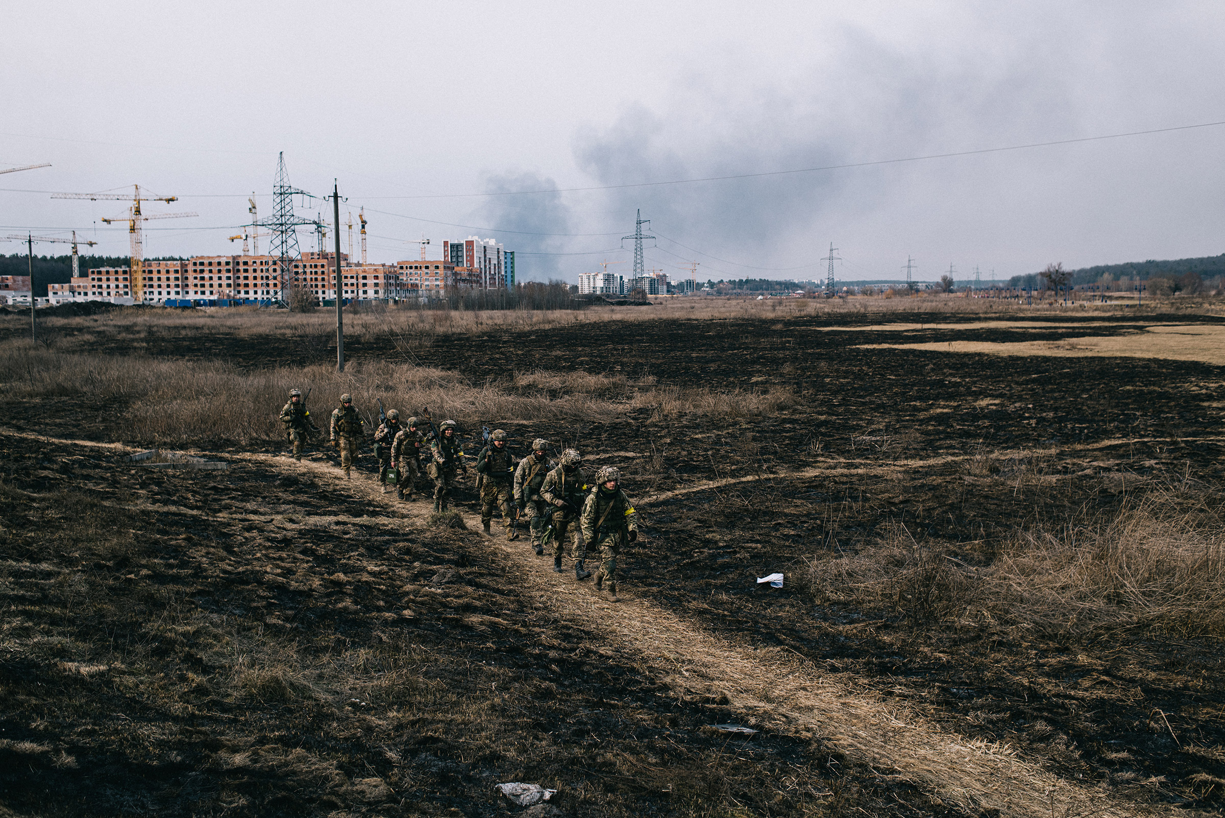 Soldiers of the Ukrainian Army are returning after the battle in the city of Irpin. Kyiv region, 12.03.2022