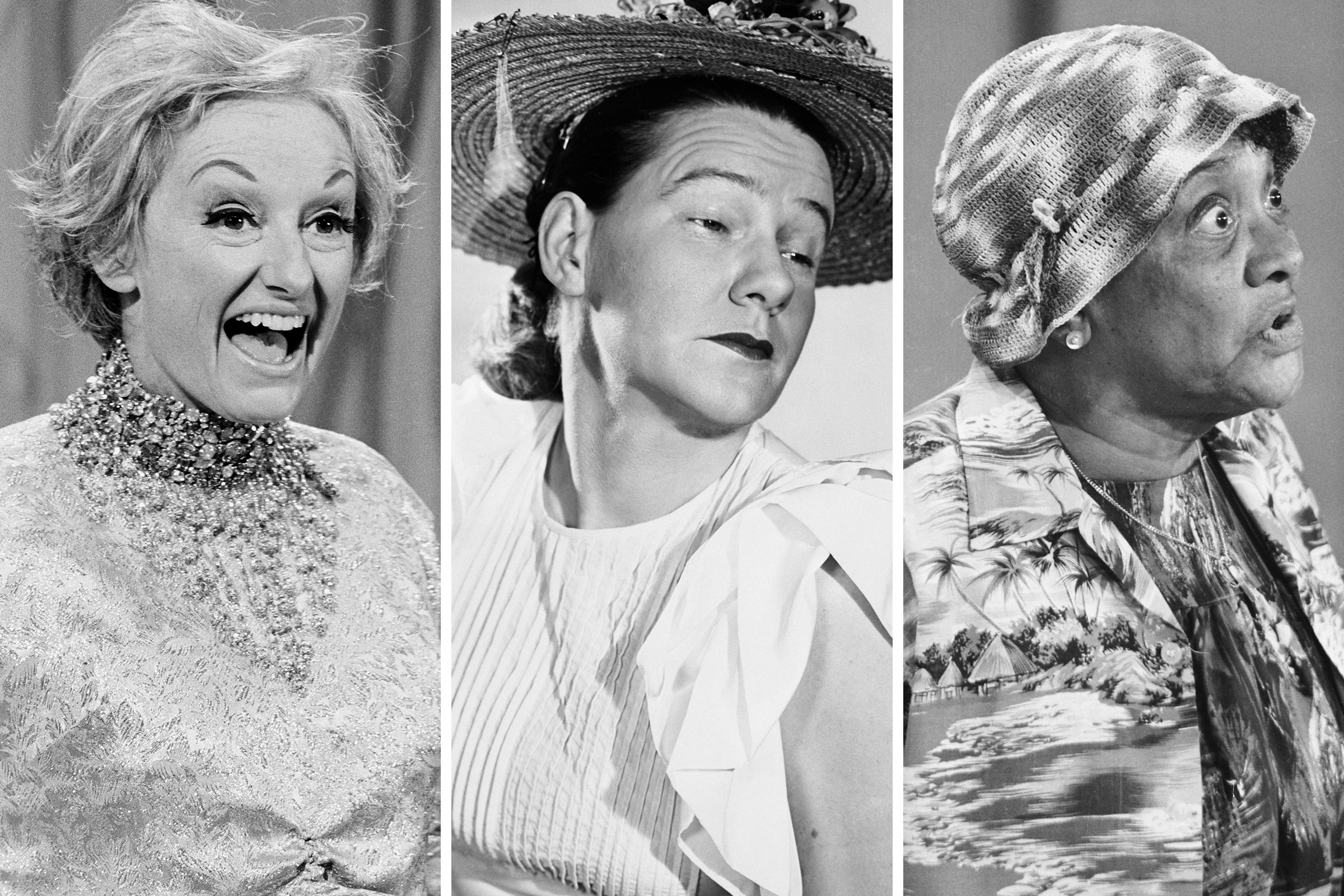 Phyllis Diller; Minnie Pearl; Jackie Mabley (NBCUniversal/Getty Images; Bettmann Archive/Getty Images; CBS/Getty Images)