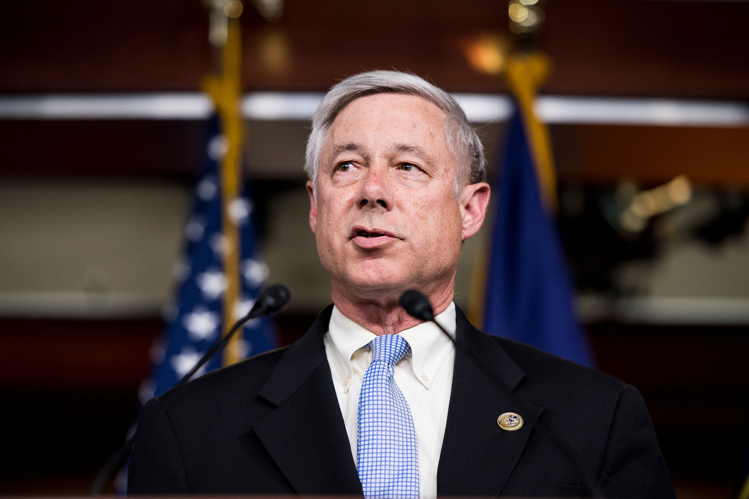 Rep. Fred Upton speaks during a news conference at the Capitol on May 9, 2018. (Bill Clark—CQ Roll Call/Getty Images)