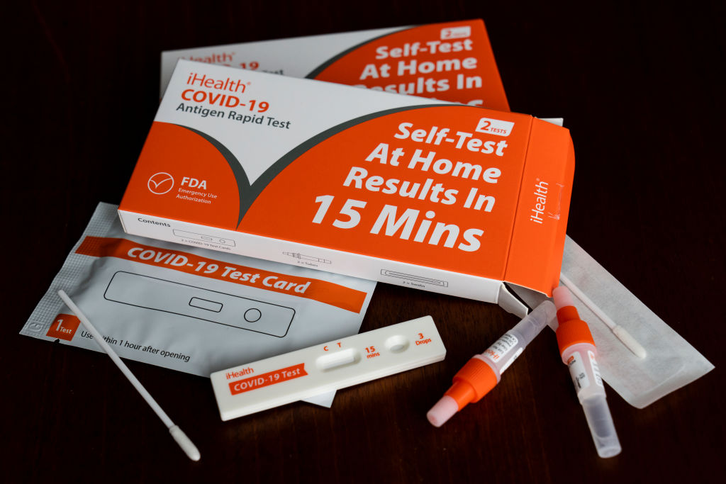 COVID-19 antigen rapid test kits are pictured in Washington, D.C., on Dec. 30, 2021. (Tom Williams—CQ-Roll Call/Getty Images)