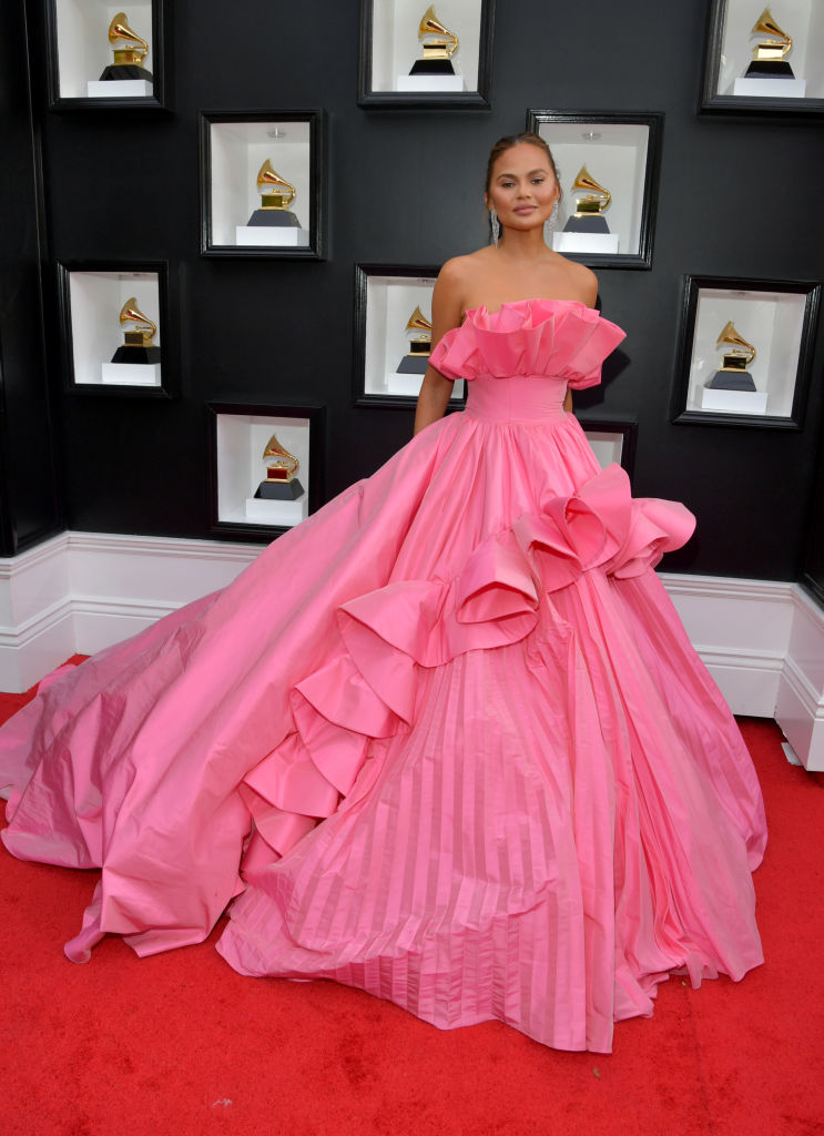 Chrissy Teigen attends the 64th Annual GRAMMY Awards at MGM Grand Garden Arena on April 03, 2022 in Las Vegas, Nevada. (Photo by Lester Cohen/Getty Images for The Recording Academy) (Getty Images for The Recording A—2022 The Recording Academy)