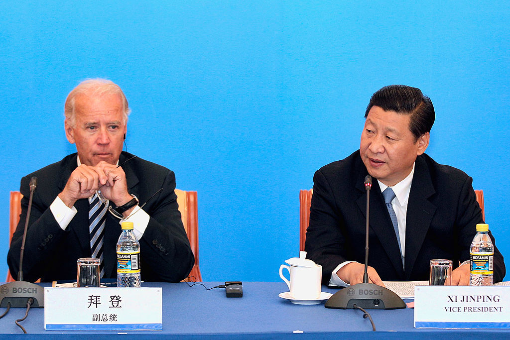 Chinese Vice President Xi Jinping speaks during talks with U.S. Vice President Joe Biden and Chinese business leaders at Beijing Hotel on Aug. 19, 2011 in Beijing. (Lintao Zhang–Getty Images)