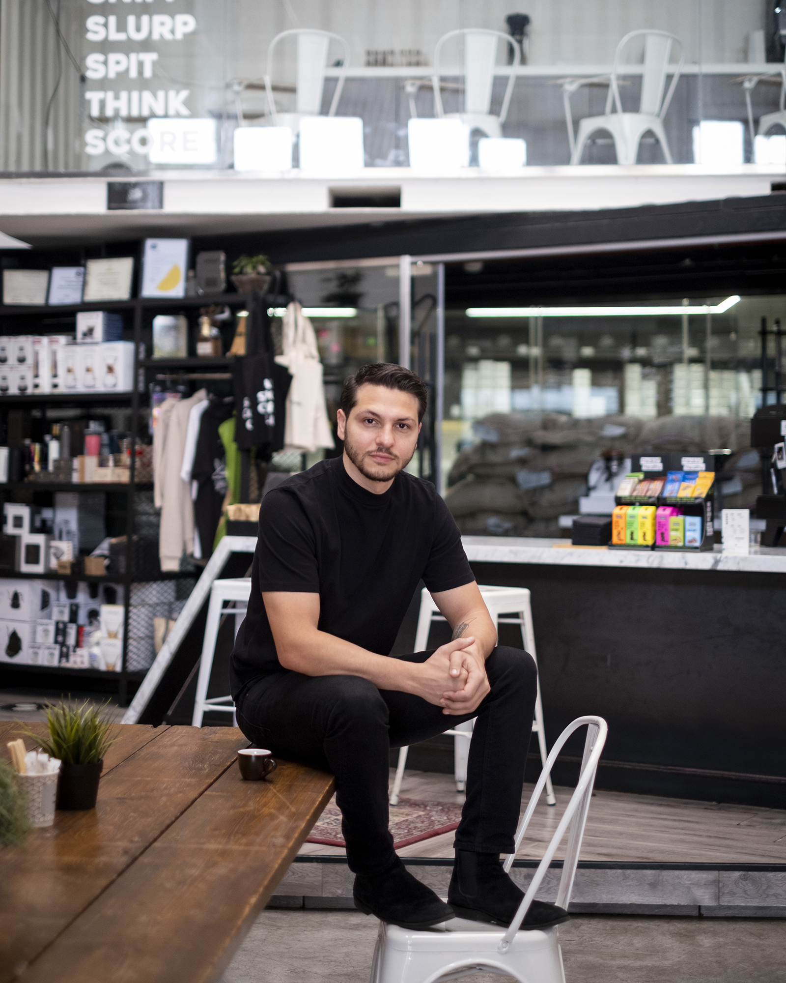 16 FEBRUARY 2022- DUBAI, UNITED ARAB EMIRATES Karim Hassan, of Seven Fortunes Coffee RoastersPhotograph by Natalie Naccache for TIME