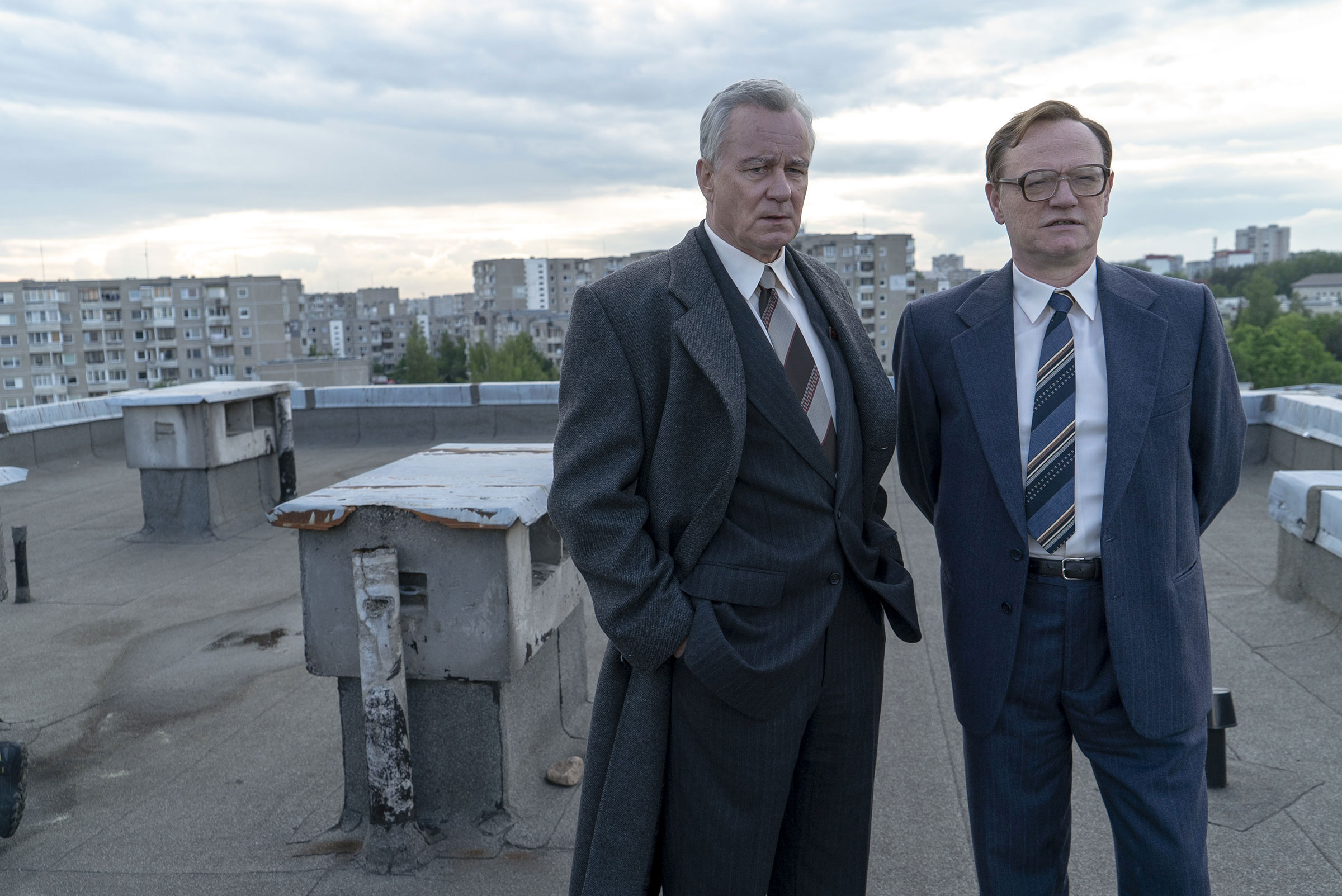 Stellan Skarsgård and Jared Harris in <em>Chernobyl</em> (HBO)