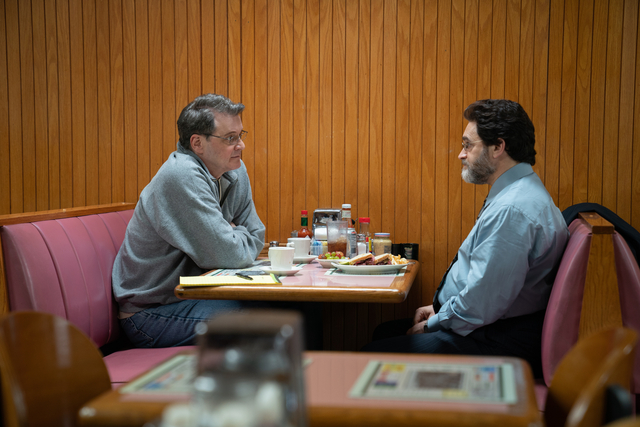 Colin Firth, left, and Michael Stuhlbarg in 'The Staircase' (HBO Max)