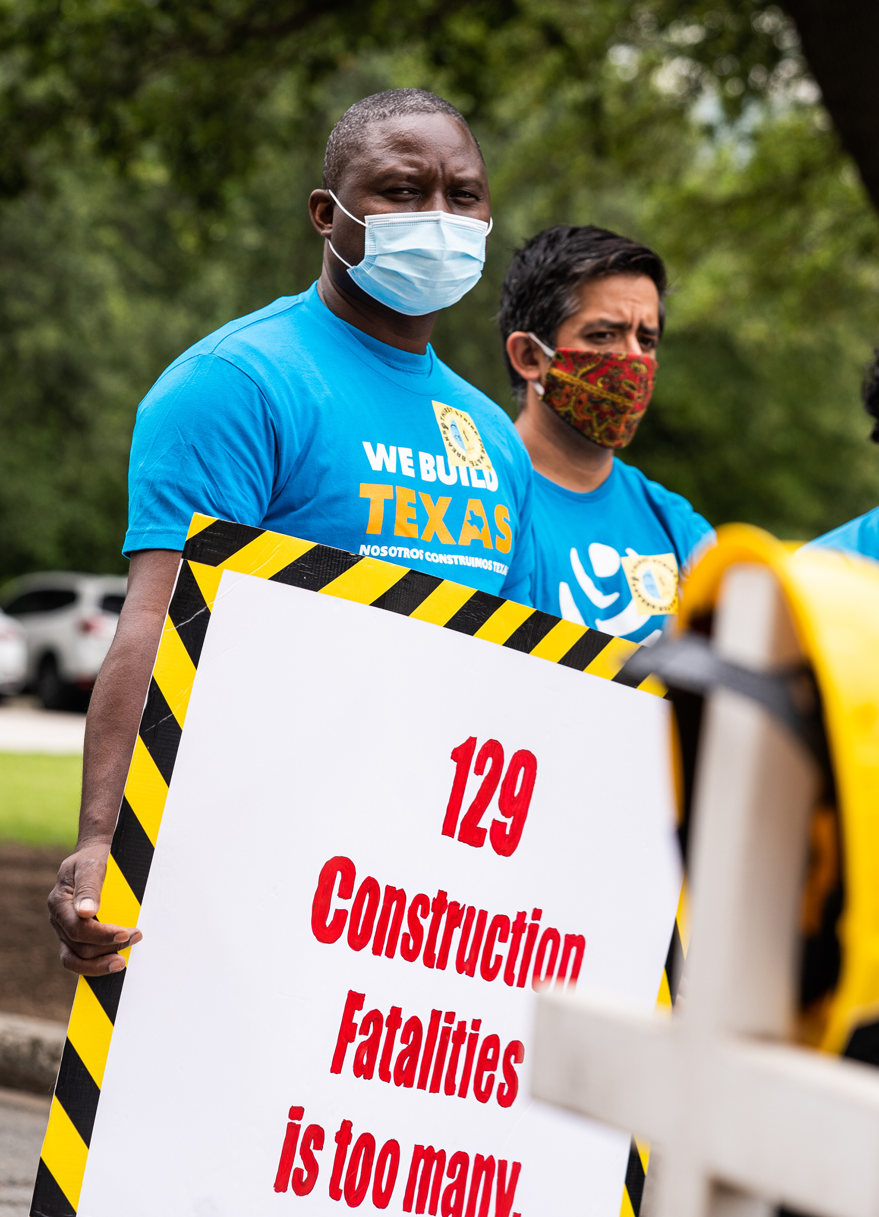 Candido Batiz Alvarez, left, a construction worker in Houston, helped push for Harris County to create an essential workers board to give low-wage workers a voice in policies that would protect them in the future. (Pamela de Marion Silva Diaz)