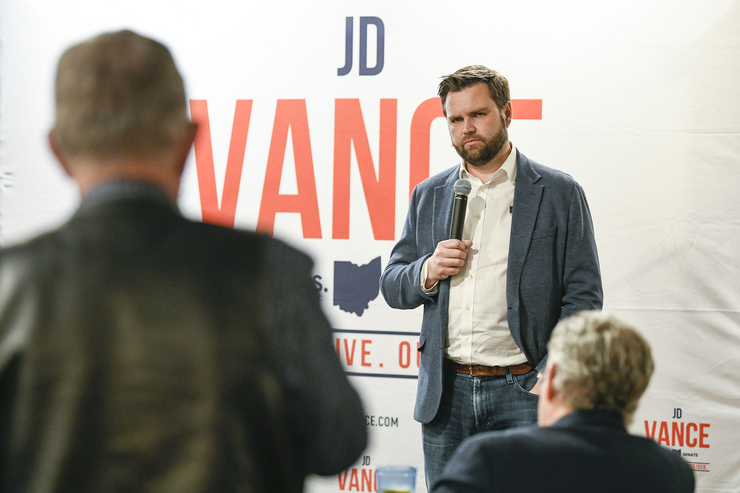 JD Vance, Republican Senate candidate for Ohio, during a campaign event in Huber Heights, Ohio, on Feb. 17, 2022. (Gaelen Morse—Bloomberg/Getty Images)