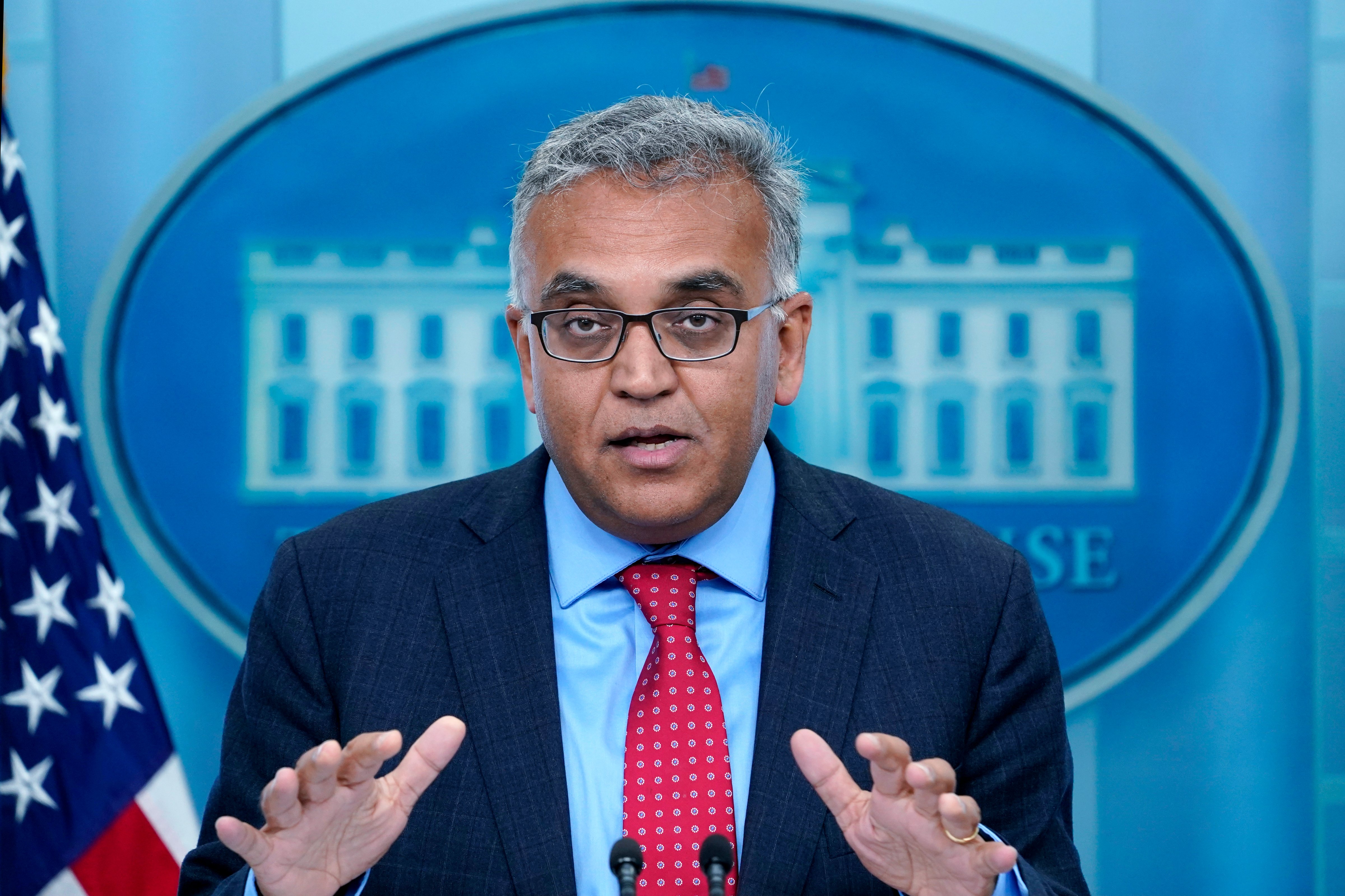 White House COVID-19 Response Coordinator Dr. Ashish Jha speaks during the daily briefing at the White House in Washington, April 26, 2022. (AP Photo/Susan Walsh)