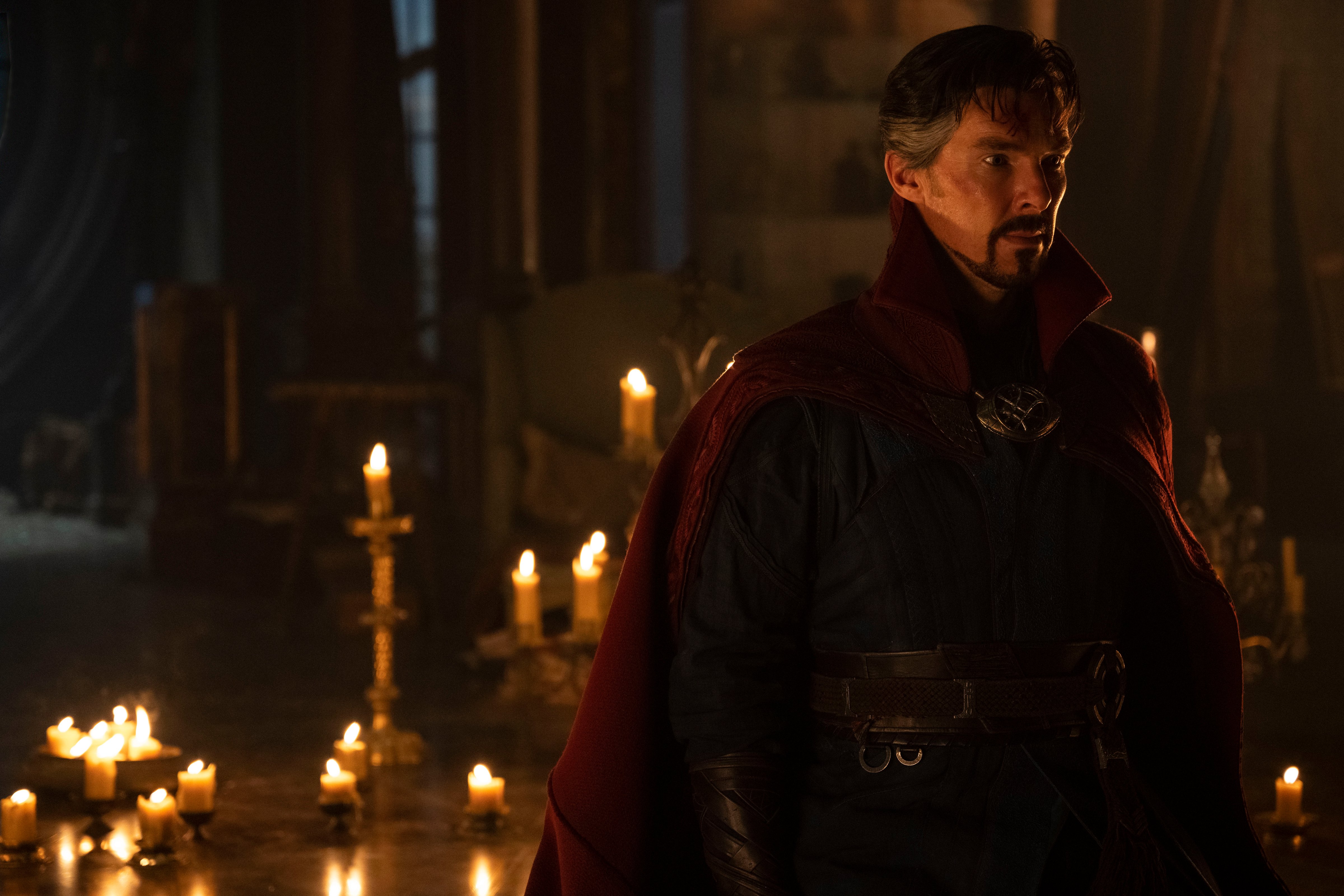 Benedict Cumberbatch as Dr. Stephen Strange in Marvel Studios' DOCTOR STRANGE IN THE MULTIVERSE OF MADNESS. Photo courtesy of Marvel Studios. (Jay Maidment—Marvel Studios)