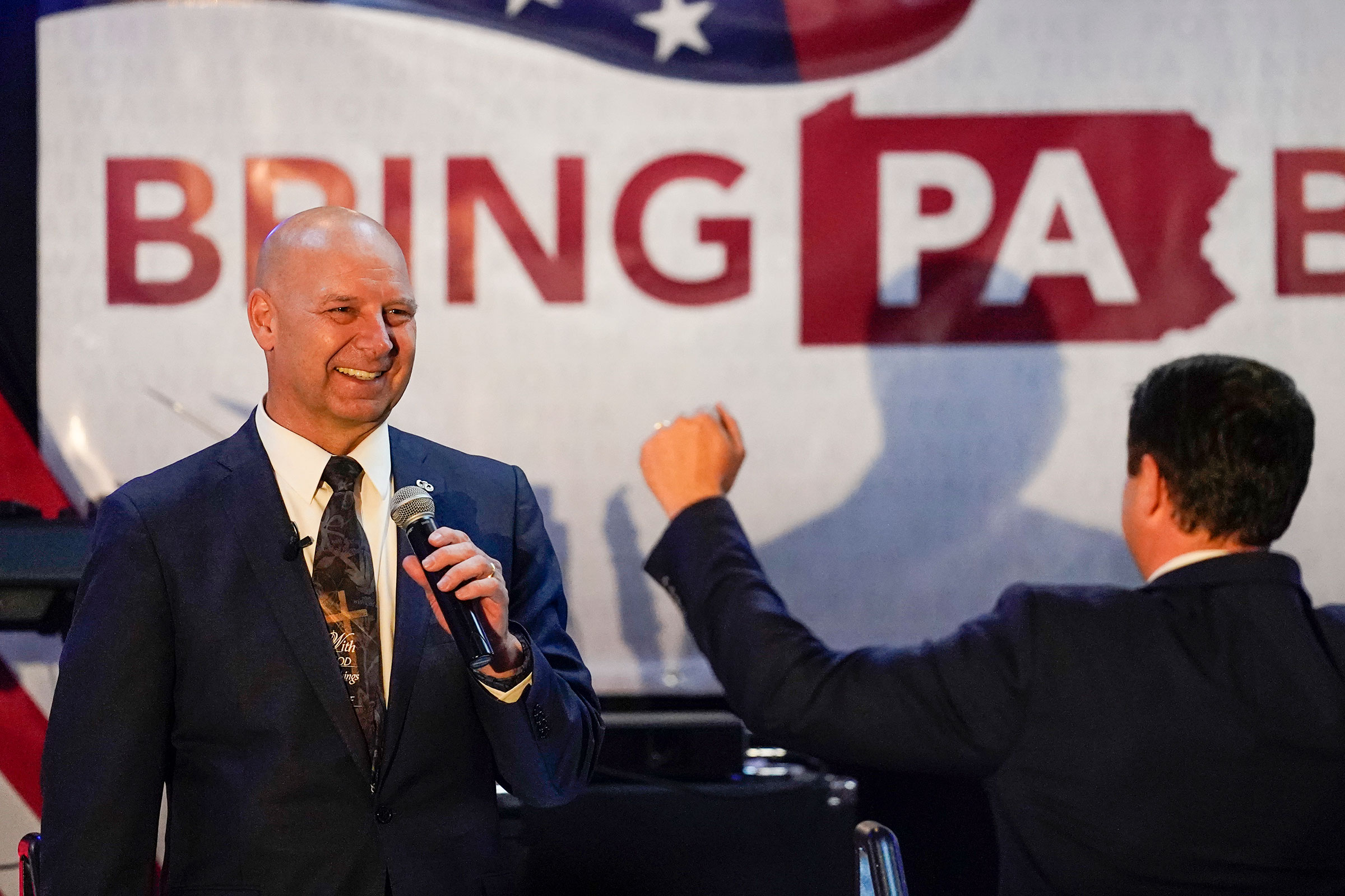 State Sen. Doug Mastriano a Republican candidate for Governor of Pennsylvania, speaks at a primary night election gathering in Chambersburg, Pa., on May 17, 2022. (Carolyn Kaster—AP)