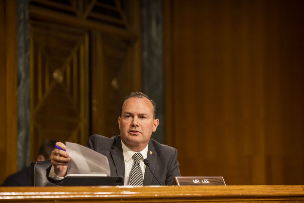 Senator Mike Lee, a Republican from Utah, speaks during a Senate Judiciary Committee hearing in Washington, D.C., in 2020. (Jason Andrew/The New York Times/Bloomberg via Getty Images)