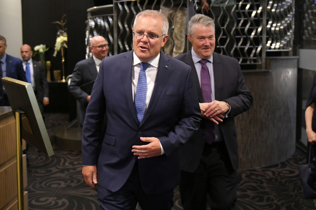Scott Morrison, Australia's prime minister, arrives at the National Press Club in Canberra, Australia, on Monday, Feb. 1, 2021. "We remain committed to engagement with China," Morrison said. (Mark Graham/Bloomberg via Getty Images)