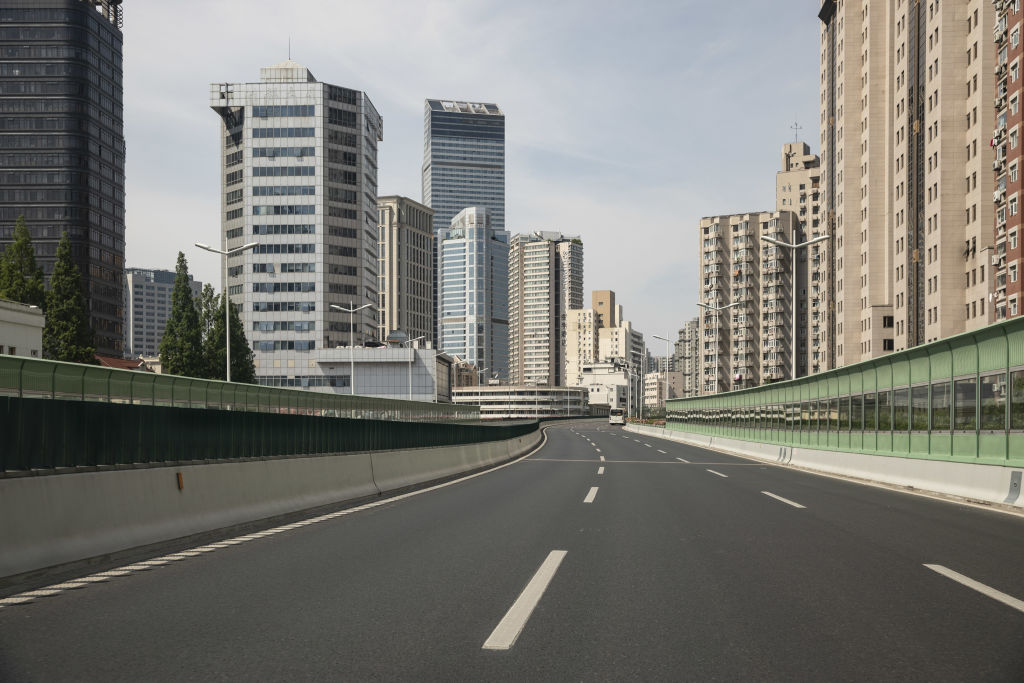 An empty elevated highway seen during a COVID-19 lockdown in Shanghai, China on Saturday, May 7, 2022. (Bloomberg via Getty Images—2022 Bloomberg Finance LP)