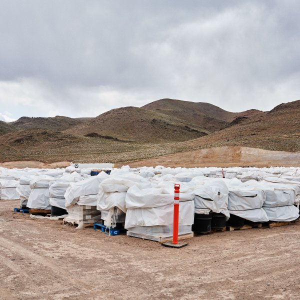Batteries await recycling at a Nevada facility launched by Tesla co-founder JB Straubel