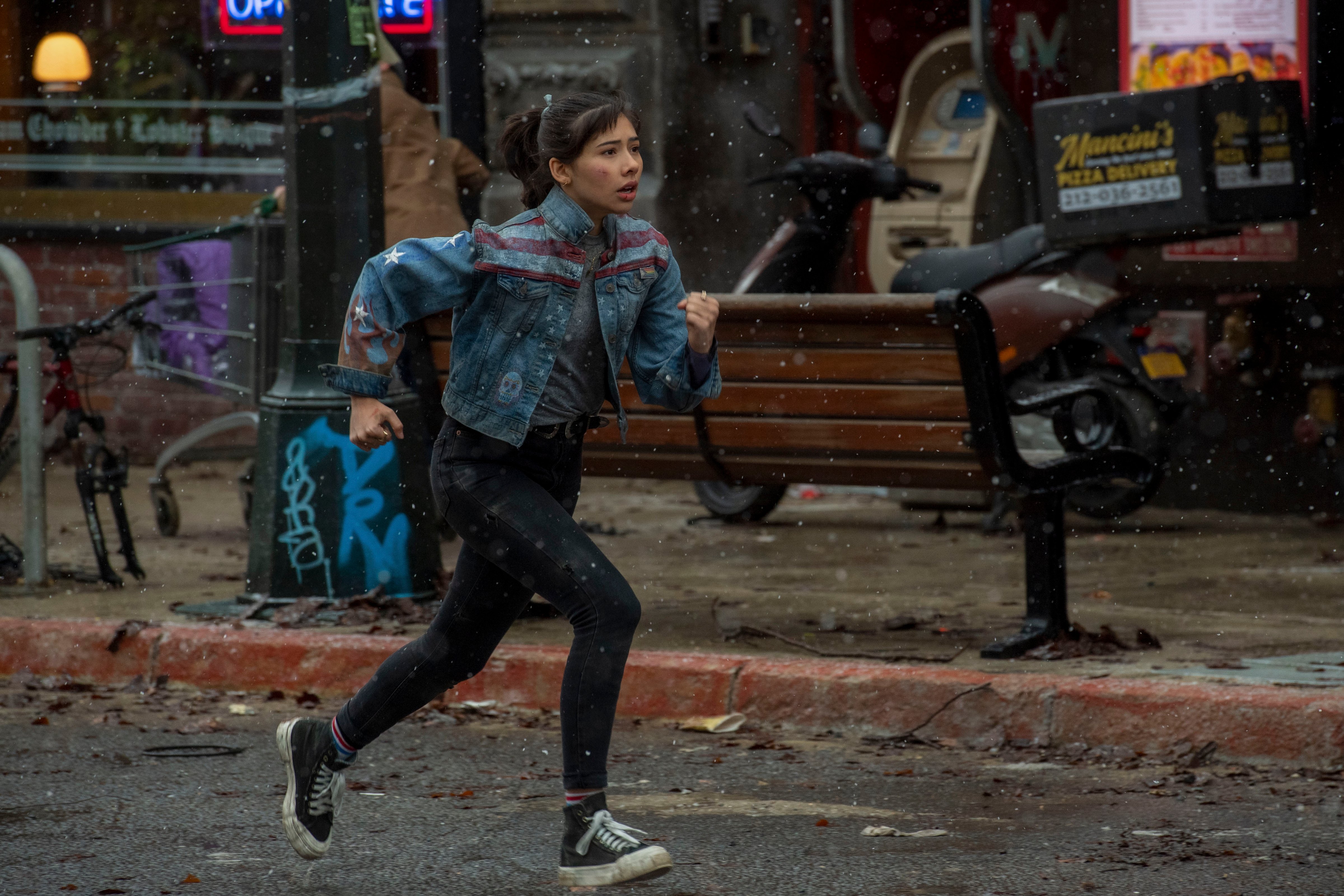 Xochitl Gomez as America Chavez in <em>Doctor Strange in the Multiverse of Madness</em>. (Jay Maidment—Marvel Studios)