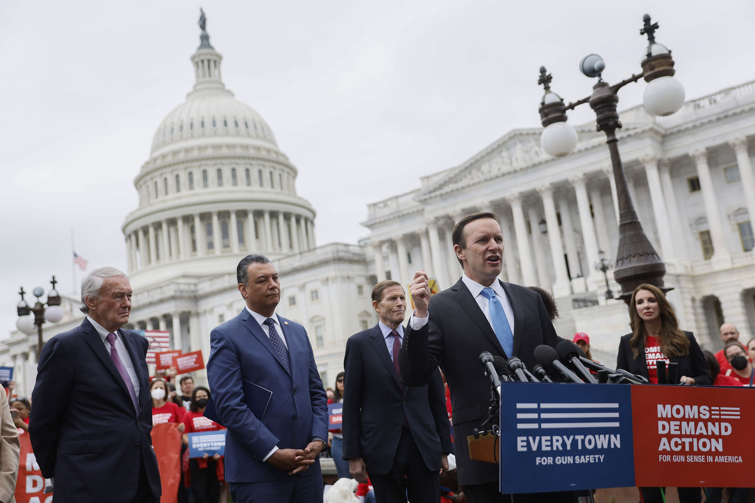 Senator Chris Murphy speaks during a rally calling for action on gun safety on Capitol Hill in Washington, on May 26. (Ting Shen—Bloomberg/Getty Images)