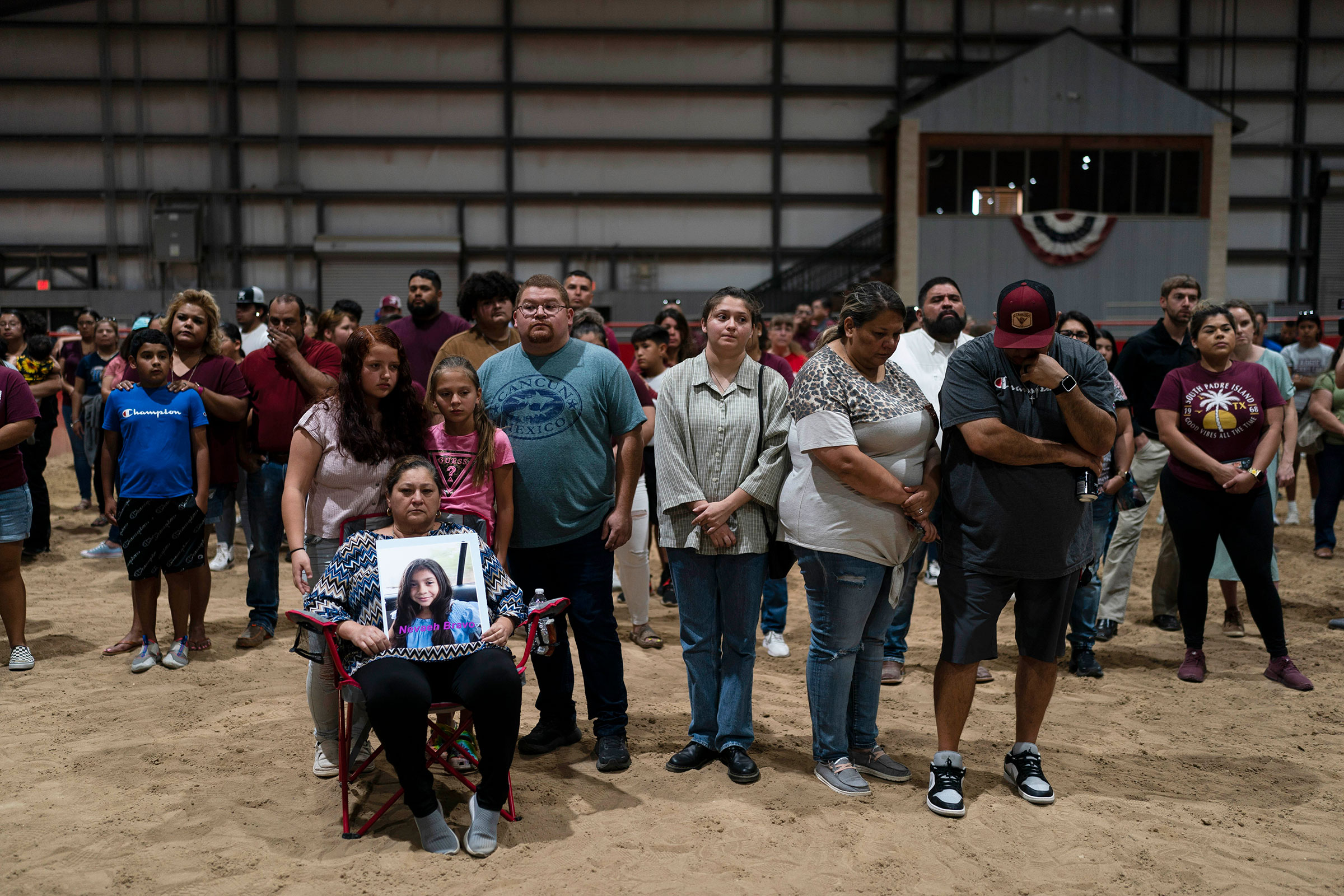 Family members and relatives of Nevaeh Bravo, one of the Robb Elementary School shooting victims, attend a prayer vigil in Uvalde on May 25. (Jae C. Hong—AP)
