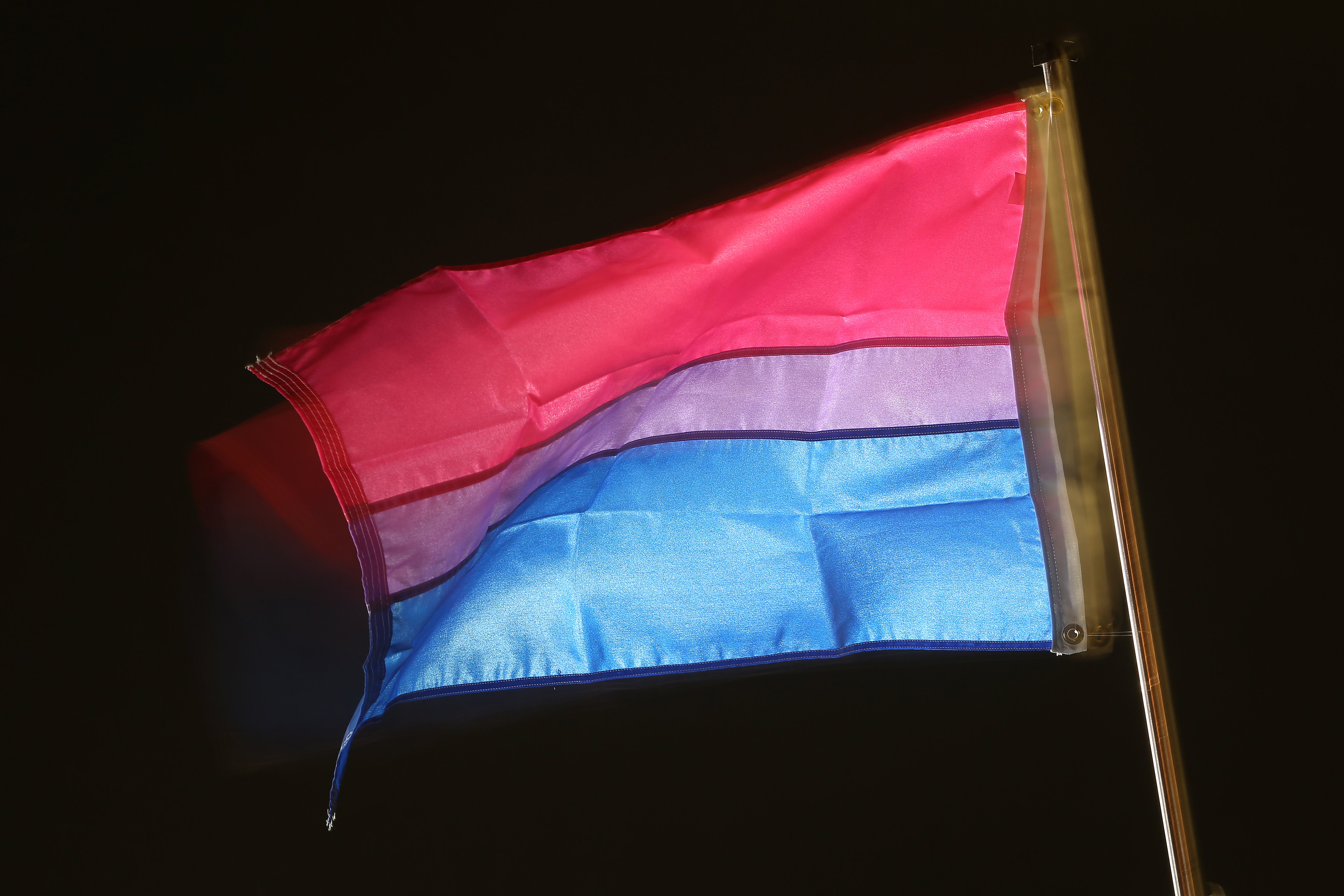 A bisexual pride flag is seen in the Chronicle photo studio on Wednesday, January 22, 2020 in San Francisco, Calif.
