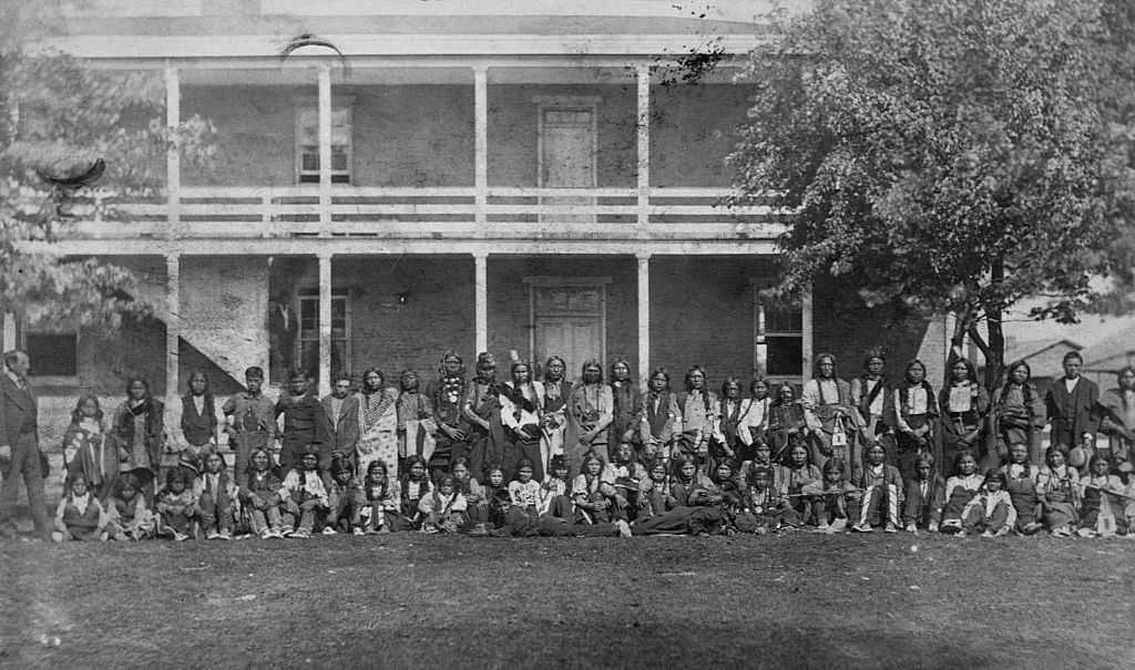 Sioux boys arrive at the Carlisle Indian Industrial School, October 5, 1879. (Corbis/Getty Images)