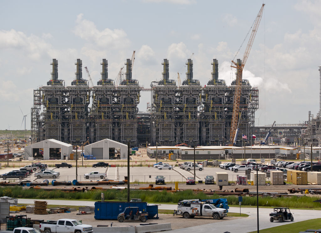 ExxonMobil Corp. and Saudi Basic Industries Corp. Gulf Coast Growth Ventures petrochemical complex under construction in Gregory, Texas, U.S., on Wednesday, July 28, 2021. The plastics plant will be the world's largest steam cracker. (Eddie Seal—Bloomberg/Getty Images)