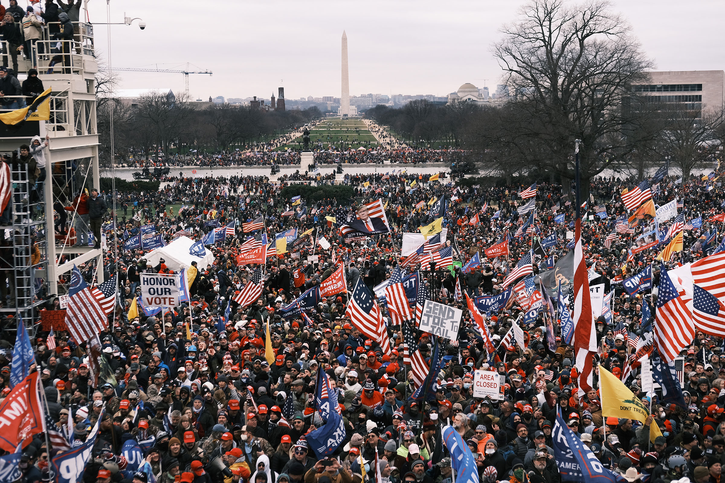 Trump supporters gather outside the Capitol building following the "Stop the Steal" rally in Washington on Jan. 6, 2021. (Spencer Platt—Getty Images)