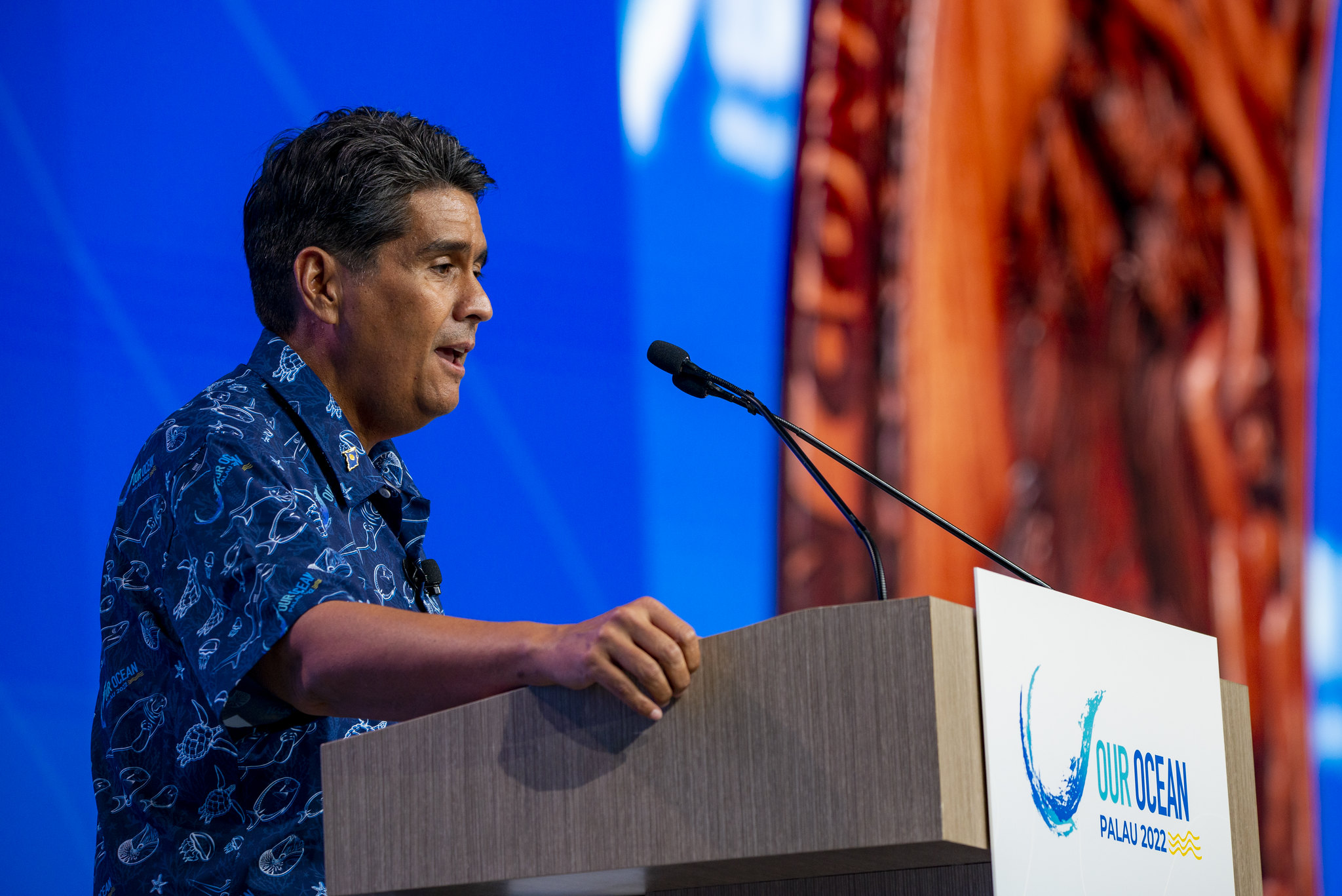 Palau's president Surangel Whipps Jr. at the Our Ocean conference in Koror, Palau on April 14, 2022. (Jesse Alpert—U.S. Department of State/Republic of Palau)