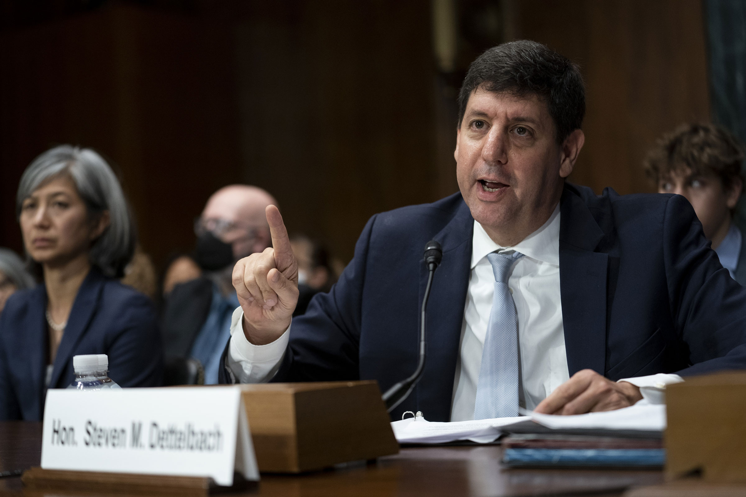 Steven Dettelbach, director of the Bureau of Alcohol, Tobacco, Firearms and Explosives (ATF) nominee for US President Joe Biden, speaks during a Senate Judiciary Committee confirmation hearing in Washington, D.C., US, on Wednesday, May 25, 2022. (Sarah Silbiger—Bloomberg/Getty Images)