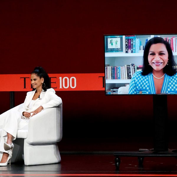 Bela Bajaria, left, and Mindy Kaling speak at the TIME100 Summit 2022 at Jazz at Lincoln Center on June 7, 2022 in New York City.