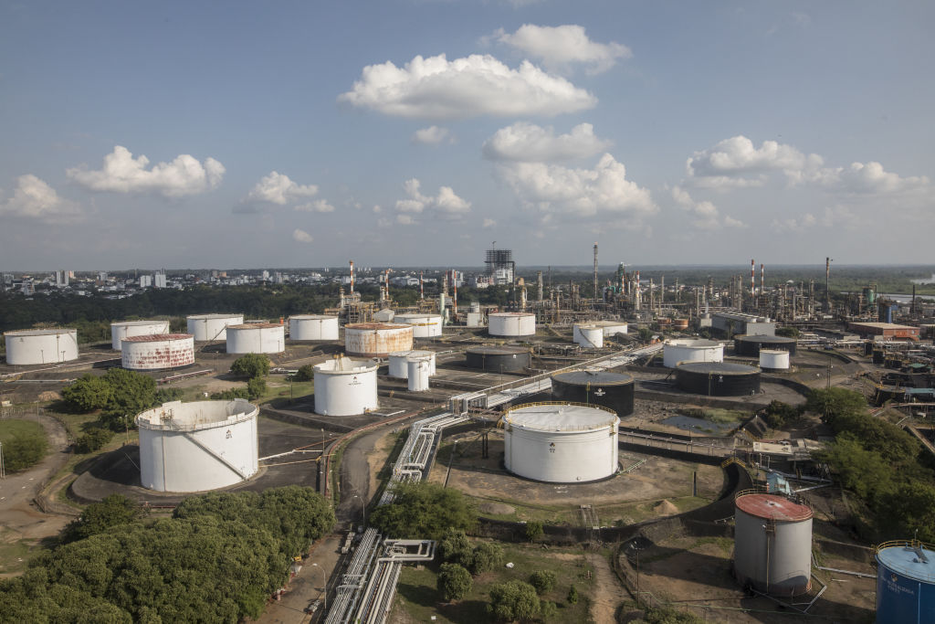 Storage tanks at the Ecopetrol Barrancabermeja refinery in Barrancabermeja, Colombia, on Tuesday, Feb. 15, 2022. (Bloomberg/Getty Images)