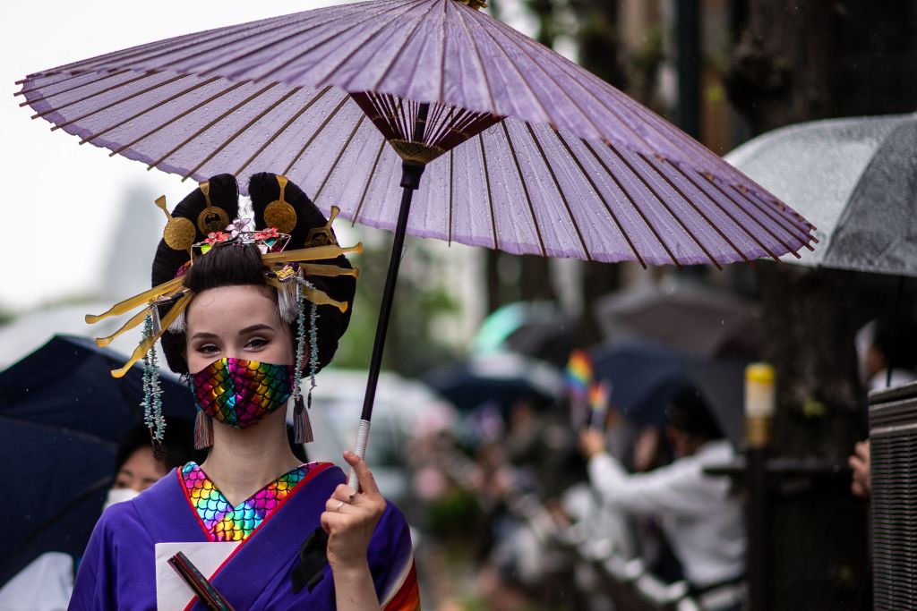 People attend the Tokyo Rainbow Pride 2022 Parade in Tokyo on April 24, 2022, to show support for members of the LGBT community. - by (PHILIP FONG/AFP via Getty Images)