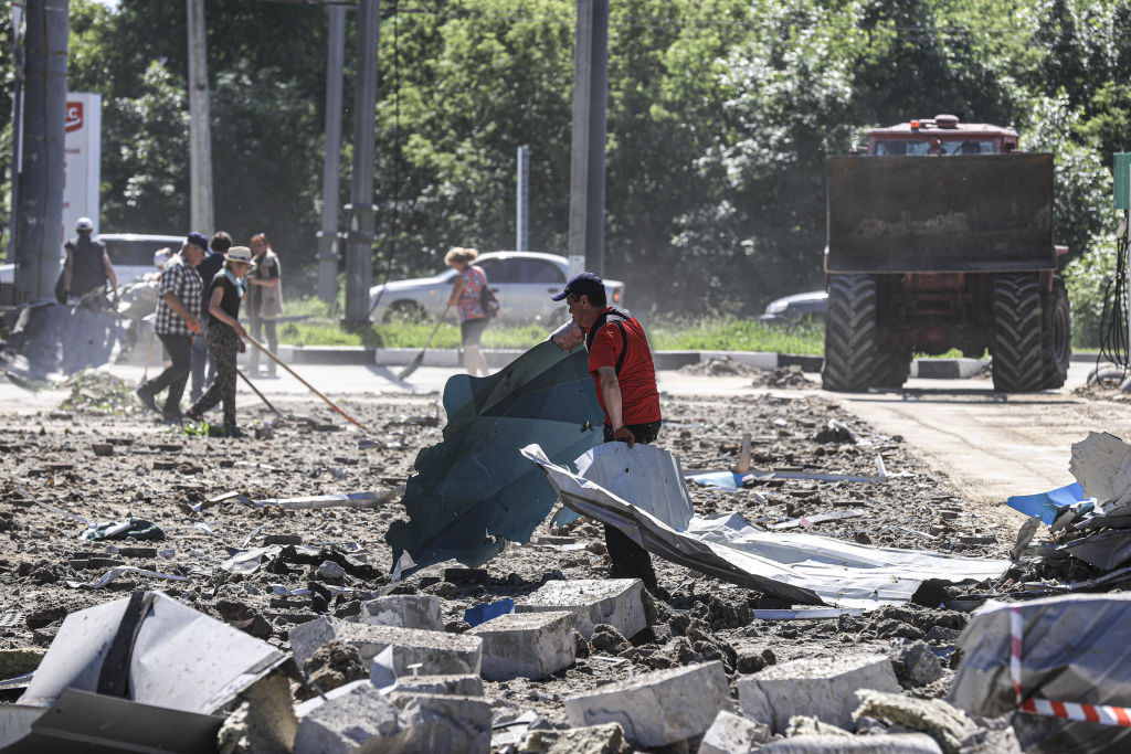 KHARKIV, UKRAINE - JUNE 08: A view of the destroyed shopping mall due to shelling in Kharkiv, Ukraine on June 08, 2022. (Metin Aktas/Anadolu Agency—Getty Images)