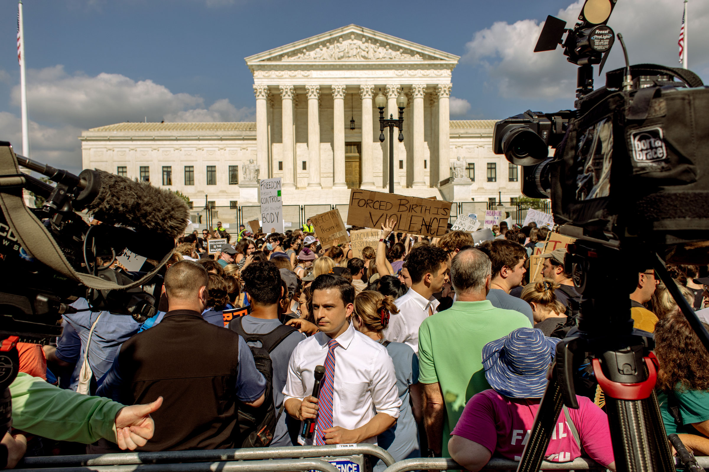 The scene in front of the Supreme Court on June 24, 2022 in Washington, D.C. (Jason Andrew for TIME)