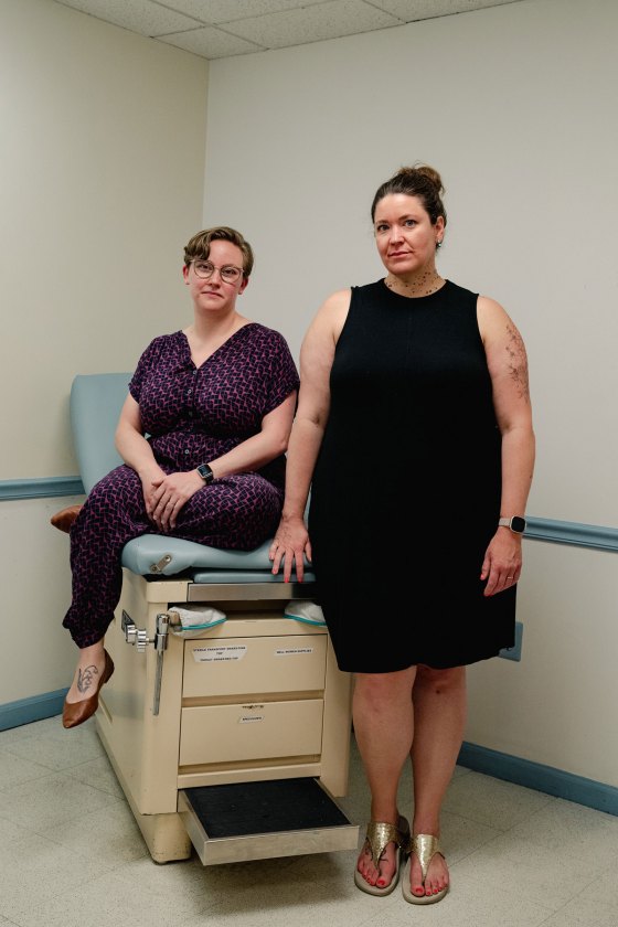 Certified Nurse-Midwife Morgan Nuzzo (L) and OB/GYN Diane Horvath, co-founders of Partners in Abortion Care, stand for a portrait in an empty exam room where they plan to start their abortion clinic in College Park, MD, Tuesday, May 31, 2022. (Photo/Shuran Huang)