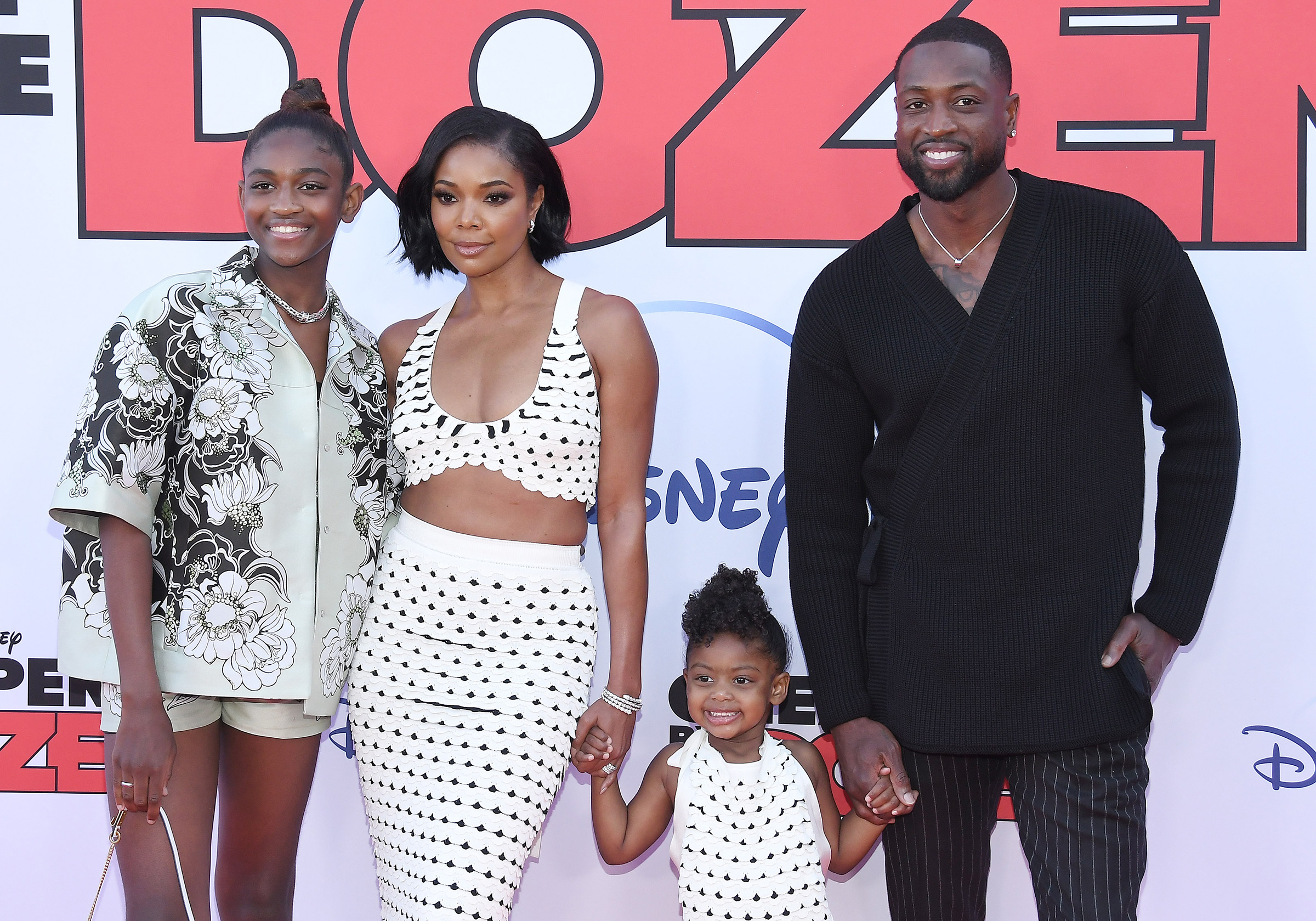 From left, Zaya Wade, Gabrielle Union, Kaavia James Union Wade and Dwyane Wade at Disney's CHEAPER BY THE DOZEN World Premiere in Hollywood, Calif. on March 16, 2022.