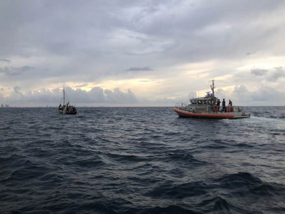 A Coast Guard Station Miami law enforcement crew interdicted 103 migrants aboard a 35-foot sailing vessel approximately 12 miles east of Biscayne Bay