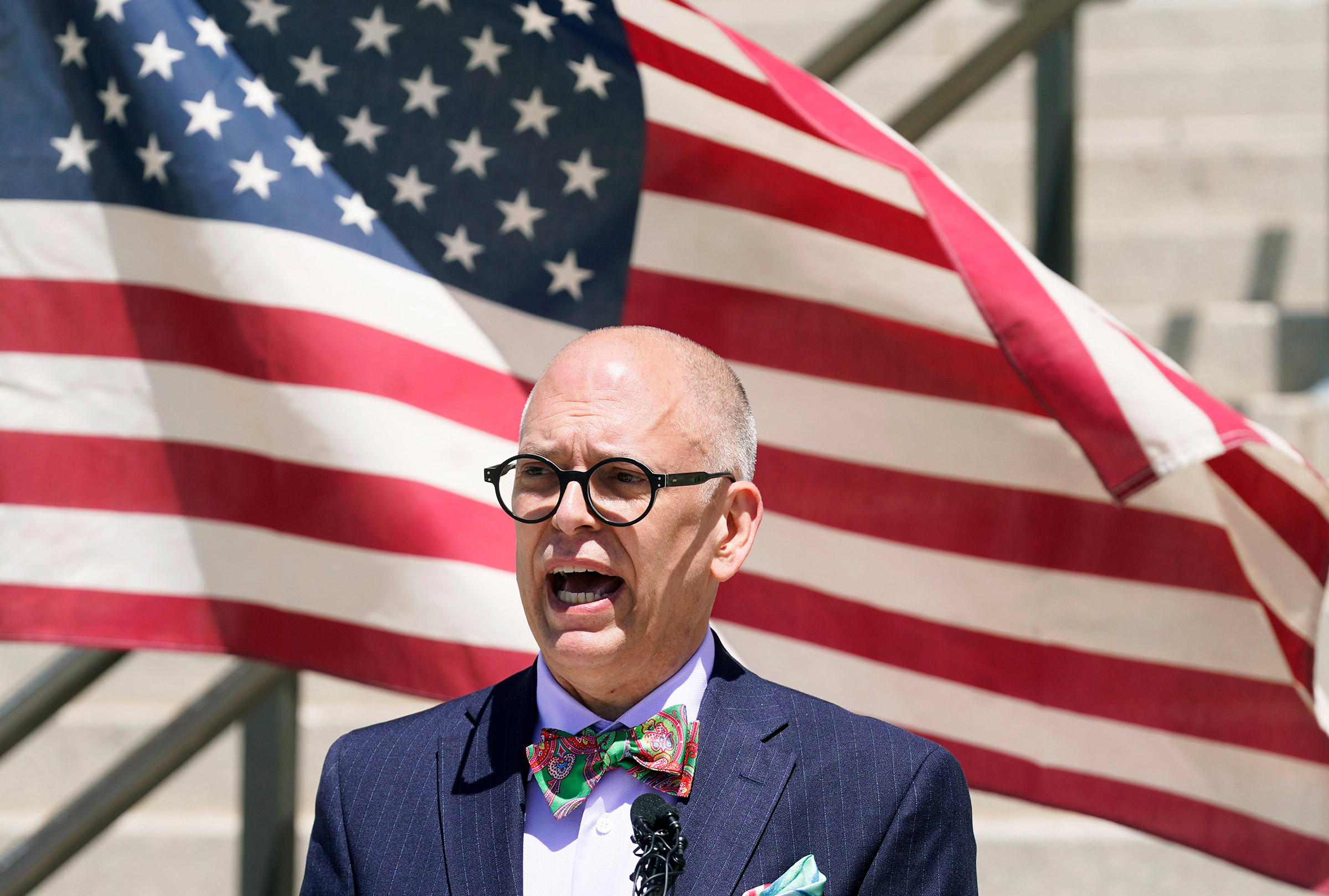 Jim Obergefell speaks during a news conference at the Utah State Capitol on Tuesday, June 7, 2022, in Salt Lake City. As the nation awaits a decision from the U.S. Supreme Court regarding a Mississippi law that calls for banning abortion after 15 weeks, LGBTQ advocates are pushing to codify protections for same-sex marriage in states throughout the country. (Rick Bowmer—AP)