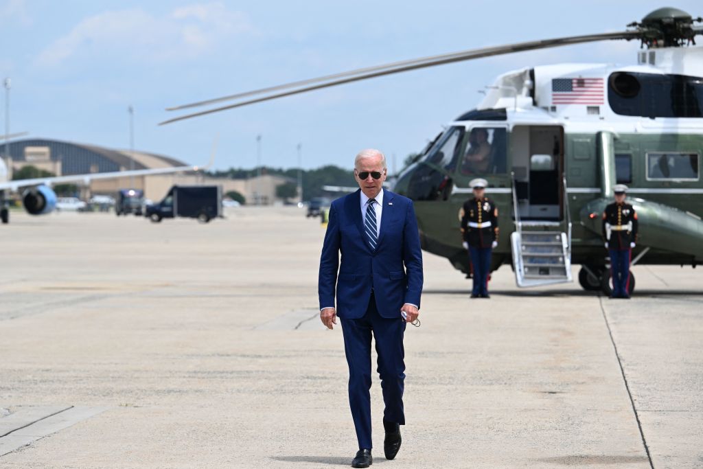 U.S. President Joe Biden arrives to board Air Force One at Joint Base Andrews in Maryland on June 8, 2022. (Jim Watson—AFP/Getty Images)