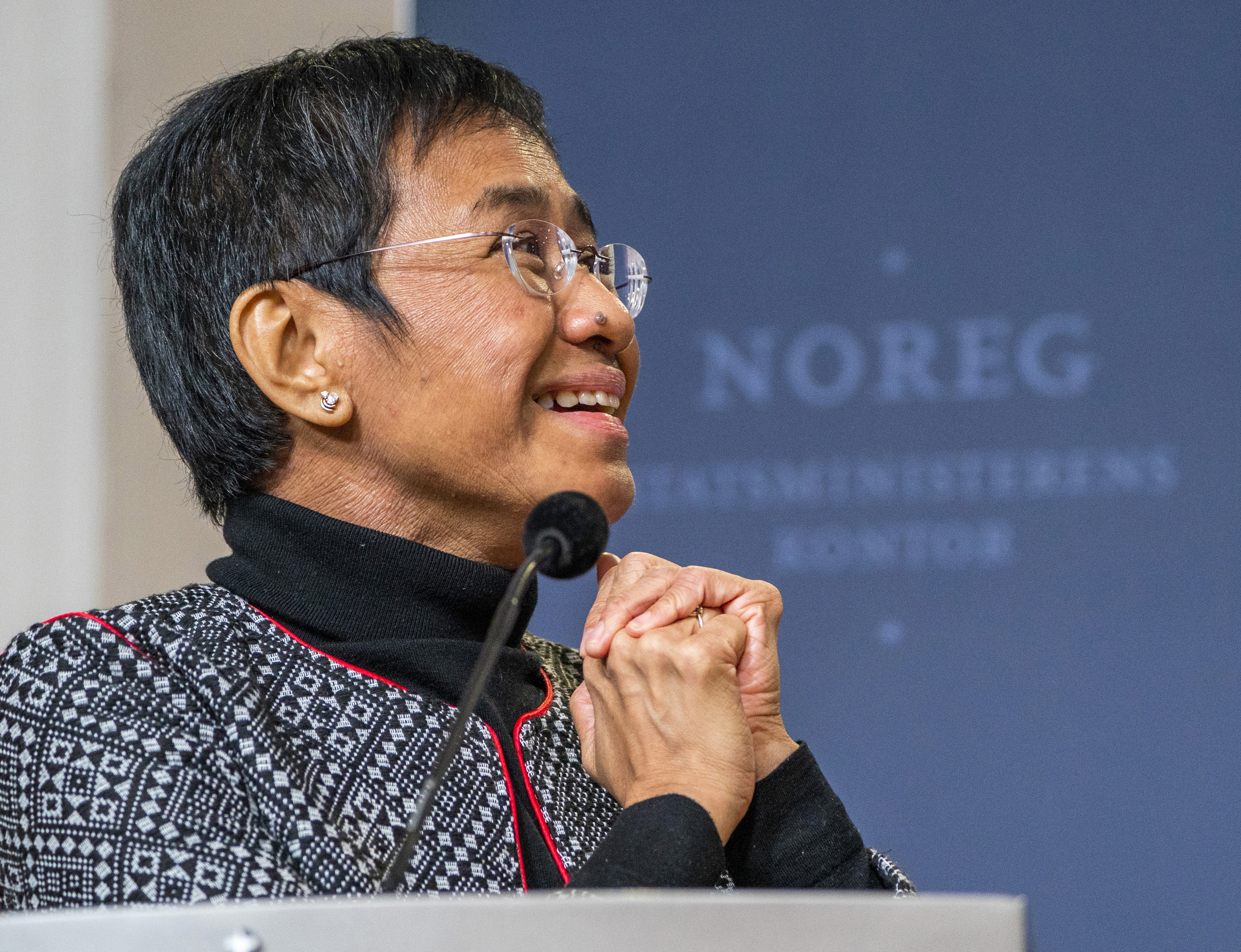 Nobel Peace Prize laureate Maria Ressa attends a news conference in Oslo, on December 11, 2021. (Hakon Mosvold Larsen/NTB scanpix via AP)