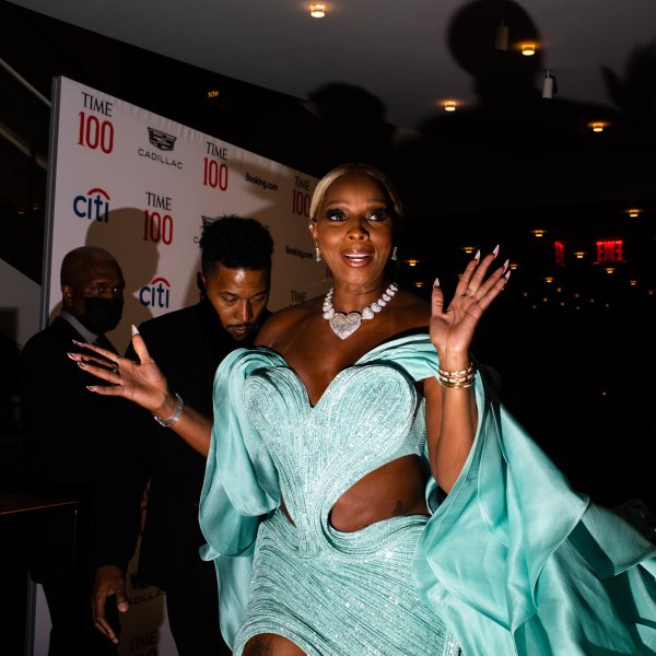 Mary J. Blige arrives at the TIME 100 Gala at Jazz at Lincoln Center in New York City, on June 8, 2022.