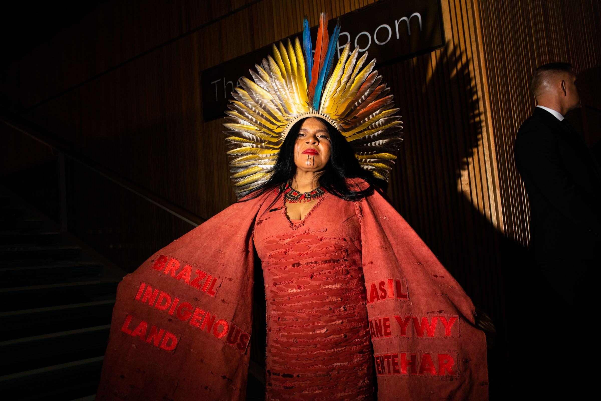 Brazilian activist Sônia Guajajara at the TIME 100 Gala at Jazz at Lincoln Center in New York City, on June 8, 2022. (Landon Nordeman for TIME)